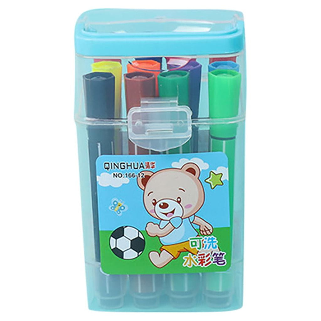 Clearance! Fdelink Colored Pens 12PCs 12 Colors Chlidren Study Painting Stationery Watercolor Marker Pen Sets Blue