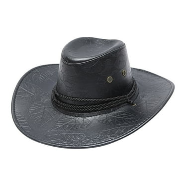 Clearance! Fdelink Cowboy Hats Sun UV Protection Hat Adult Printed Sun Protection Fashion Western Cowboy Hat Leather Windproof Hat Black