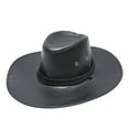 thumbnail image 1 of Clearance! Fdelink Cowboy Hats Sun UV Protection Hat Adult Sun Protection Solid Fashion Western Cowboy Hat Leather Windproof Hat Black, 1 of 5