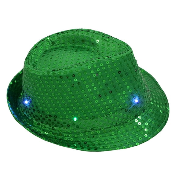 Clearance! Fdelink Cowboy Hats Top Hat LED Sequin Glow Jazz Hat Performance Props Flash Cowboy Hat Green