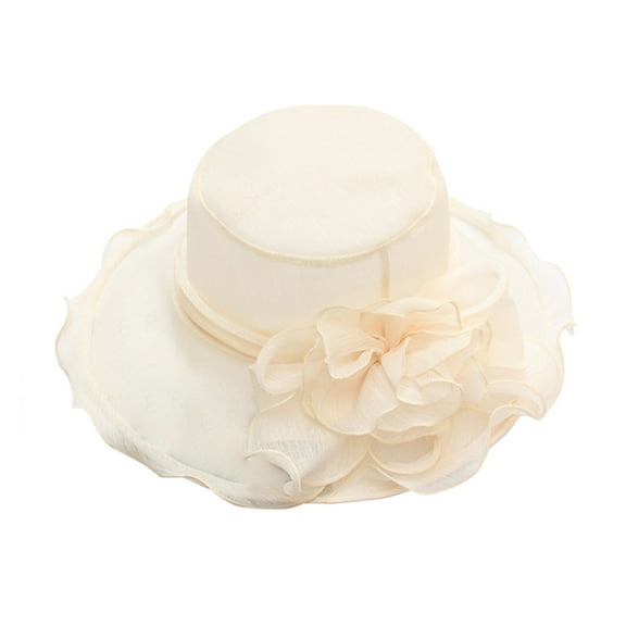Clearance! Fdelink Fancy Ladies Wedding Wide Womens Party Cap Fascinator Tea Brim Hat Baseball Caps Fashion Hat (Beige)