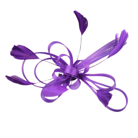 Clearance! Fdelink Fascinators Hat Flower Mesh Ribbons Feathers on a Headband Tea Party Headwear Party Headband (Purple)