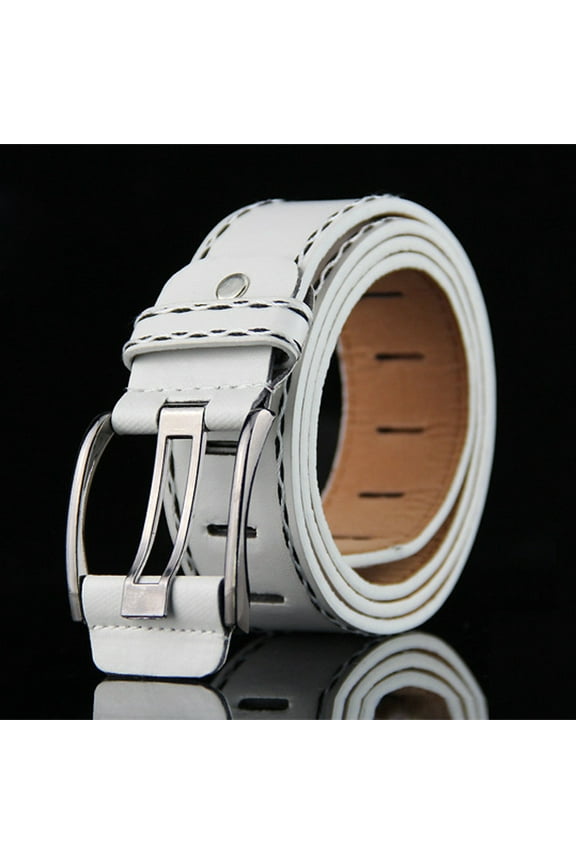 Clearance! Fdelink Fashion Mens Leather Smooth Girdle Buckle Waistband Waistband Leisure Belt Strap Belt (White)
