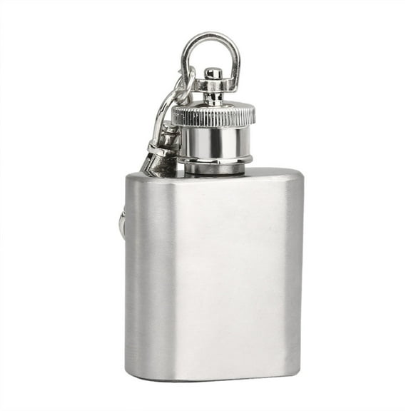 Clearance! Fdelink Flagon 1oz with Stainless Steel Mini Flask Flagon Keychain Kitchen Dining & Bar Silver