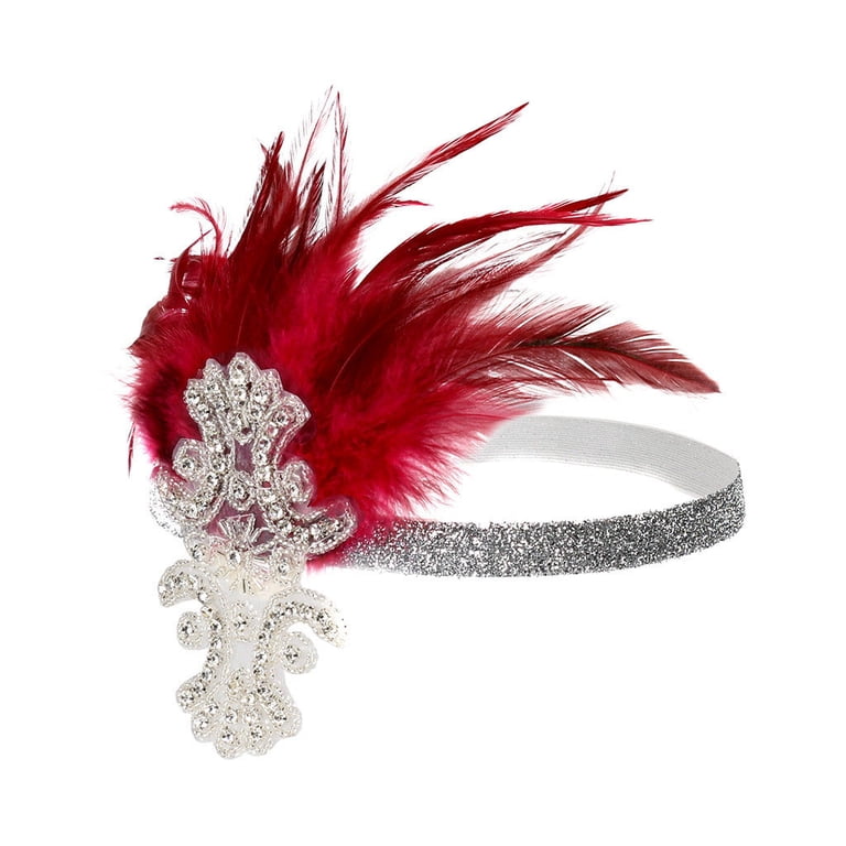 Vintage Gatsby Party Prom Headband 1920s Headband Beaded Black Feather Headpiece Flapper Great  main image 4