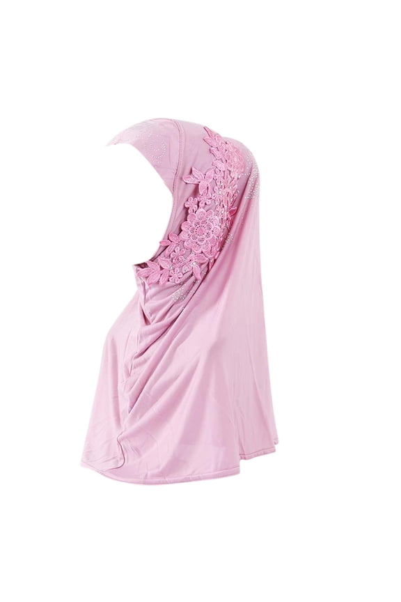 Clearance! Fdelink Hijab Double Loop Slip on Scarf Pull Over Crepe Convenient Shawl Headscarf, Fashion Hat (Pink)