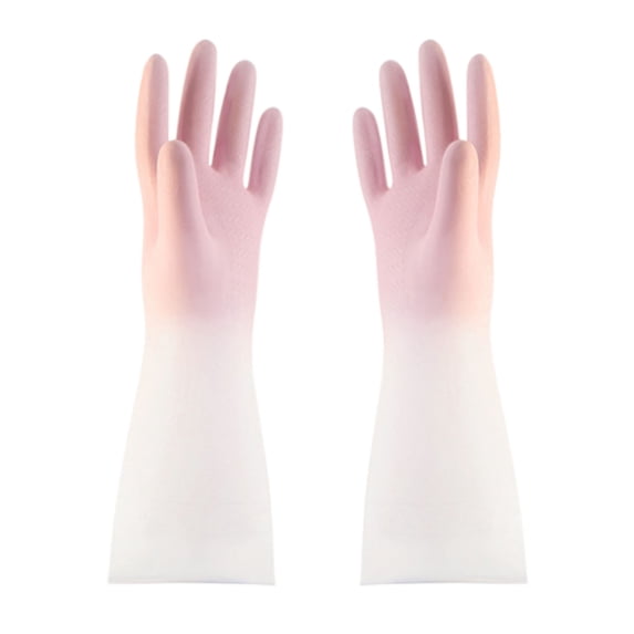 Clearance! Fdelink Kitchen Cleaning Supplies Gradient Waterproof Latex Gloves Laundry Household Cleaning Gloves Kitchen Durable Dishwashing Gloves Pink