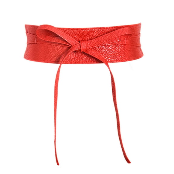 Clearance!Fdelink Leather Wide Belt Ladies Versatile Wide Belt Bow Tie Clothing Accessories Belt, a Belt (Red)