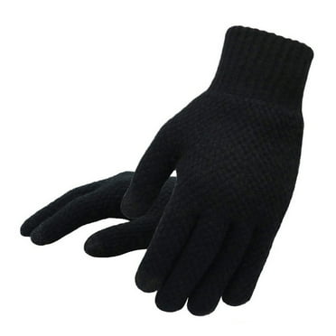Clearance! Fdelink Men's Winter Solid Color Knitted Warm Gloves with T-Ouch Screen the Warm (Black)