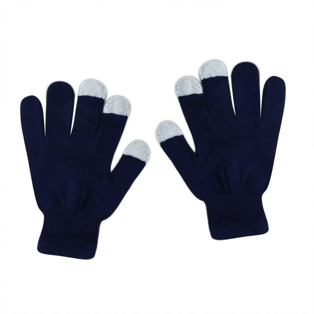 Clearance! Fdelink Men's and Women's Non Slip Gloves Stretch Knitted Wool Show Finger Solid Color Cycling Gloves, the Mittens (Navy)