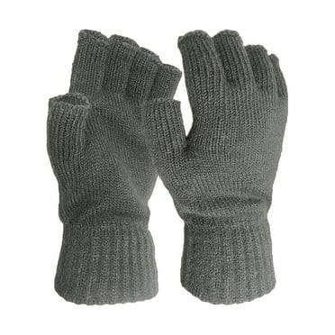 Clearance! Fdelink Men's and Women's Winter Warm Solid Color Knitted Half-Finger Gloves Finger Sleeve (Grey)