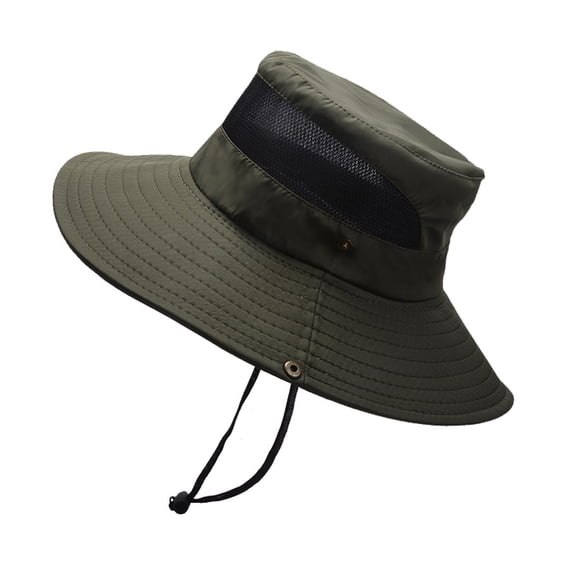 Clearance! Fdelink Mens Outdoor Sun Protection Mesh Breathable Fisherman Cap Foldable Bucket Hat Men Hat (Army Green)
