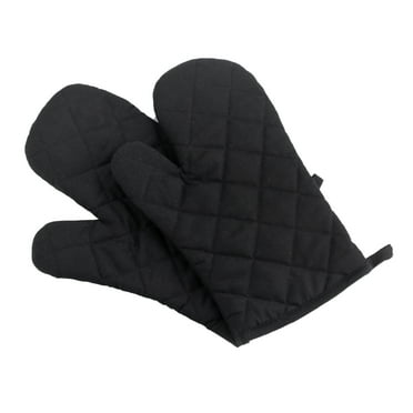 Clearance！Fdelink Oven Mitts Pure Color Thickening Microwave Oven Handbag Black