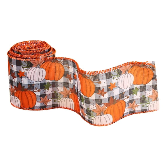 Clearance! Fdelink Ribbon Ribbon Fall Autumn Wired Edge Ribbon Thanksgiving Wired Ribbon Pumpkin Maple Leaf Truck Wired Ribbon Wrapping Crafts Ribbon for Autumn Decorations