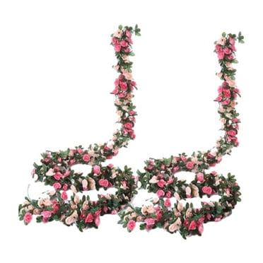 Clearance! Fdelink Simulated Pendant 2 Pack 16.4 FT Rose Vine Flowers Artificial Flower Hanging Rose Home Decor Pink