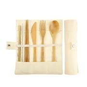 Clearance! Fdelink Straw Travel Cutlery Flatware Bamboo Utensils SetReusable Eco Friendly Portable Beige