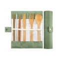 thumbnail image 1 of Clearance! Fdelink Straw Travel Cutlery Flatware Bamboo Utensils Setreusable Eco Friendly Portable Green, 1 of 2