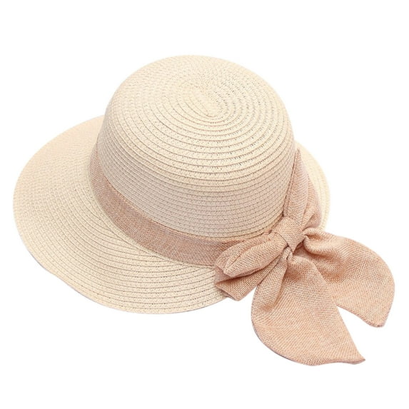 Clearance! Fdelink Summer Hats for Women Wide Bongrace Women Straw Beach Hat Little Girl Sun Cap Foldable Ladies Hats Sun Hats (Pink)