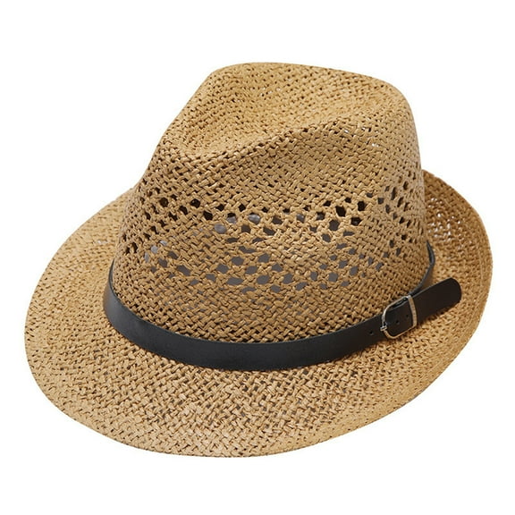 Clearance! Fdelink Sun Hat Sun UV Protection Hat Adult Unisex Summer Fashion Sunscreen Straw Cap Beach Casual Cowboy Hat Khaki