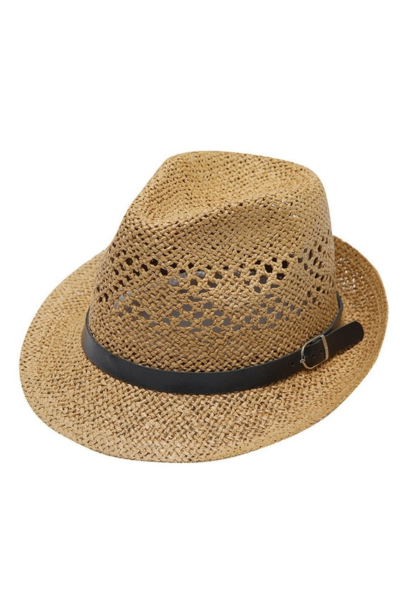 Clearance! Fdelink Sun Hat Sun UV Protection Hat Adult Unisex Summer Fashion Sunscreen Straw Cap Beach Casual Cowboy Hat Khaki