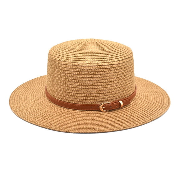 Clearance! Fdelink Sun Hat Sun UV Protection Hat Adults Unisex Retro Western Cowboy Riding Hat Leather Belt Wide Cap Straw Hat Brown