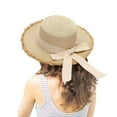 thumbnail image 1 of Clearance! Fdelink Sun Hat Sun UV Protection Hat Women's Summer Wide Straw Hat Bow Beach Sun Hat Beige, 1 of 4
