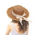 thumbnail image 1 of Clearance! Fdelink Sun Hat Sun UV Protection Hat Women's Summer Wide Straw Hat Bow Beach Sun Hat Coffee, 1 of 5