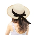 thumbnail image 1 of Clearance! Fdelink Sun Hat Sun UV Protection Hat Women's Summer Wide Straw Hat Bow Beach Sun Hat Khaki, 1 of 4