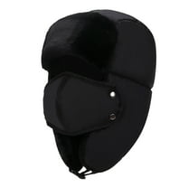 Clearance! Fdelink Trapper Hat Winter Hats Adult Winter Outdoor Solid Thicken Neck Protection and Windproof Warm Riding Hat Black