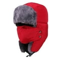 thumbnail image 1 of Clearance! Fdelink Trapper Hat Winter Hats Adult Winter Outdoor Solid Thicken Neck Protection and Windproof Warm Riding Hat Red, 1 of 5