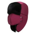 thumbnail image 1 of Clearance! Fdelink Trapper Hat Winter Hats Adult Winter Outdoor Solid Thicken Neck Protection and Windproof Warm Riding Hat Wine, 1 of 6