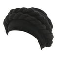 thumbnail image 1 of Clearance! Fdelink Turban Hat Winter Hats Fashion Women Beading Braid Hat Muslim Ruffle Cancer Wrap Cap Sleep Caps Satin Lined Hair Bonnets Black, 1 of 3