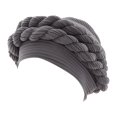 thumbnail image 1 of Clearance! Fdelink Turban Hat Winter Hats Fashion Women Beading Braid Hat Muslim Ruffle Cancer Wrap Cap Sleep Caps Satin Lined Hair Bonnets Grey, 1 of 3
