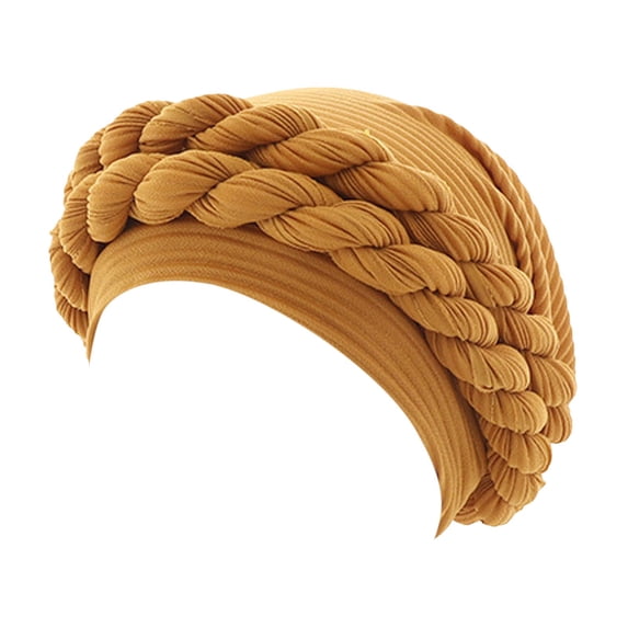 Clearance! Fdelink Turban Hat Winter Hats Fashion Women Beading Braid Hat Muslim Ruffle Cancer Wrap Cap Sleep Caps Satin Lined Hair Bonnets Orange