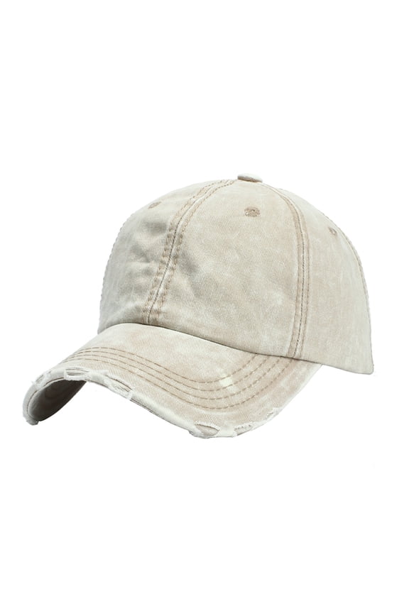 Clearance! Fdelink Unisex Casual Denim Hole Splice Hat Adjustable Washed Baseball Cap, Fashion Hat (Beige)
