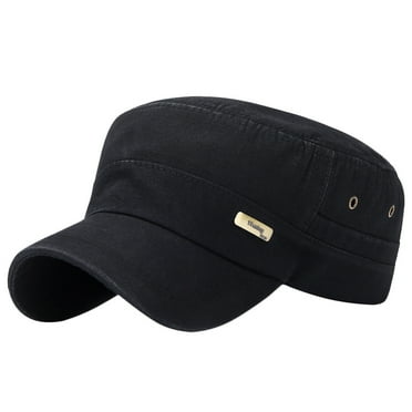 Clearance! Fdelink Unisex Military Style Flat Cap Vintage Baseball Cap Sport Sun Hat Flat Cap (Black)