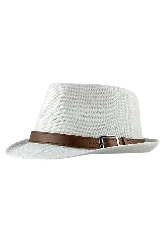 Clearance! Fdelink Unisex Summer Straw Structured Packable Sun Summer Beach Hat Cuban Trilby Hat, Fashion Hat (White)