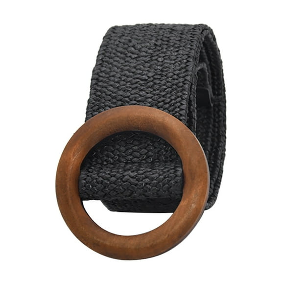 Clearance! Fdelink Wide Elastic Stretch Waist Belts Wooden Buckle for Coat Dress Decor, Dress Belts (Black)