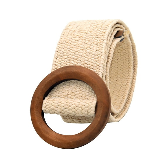 Clearance! Fdelink Wide Elastic Stretch Waist Belts Wooden Buckle for Coat Dress Decor, Dress Belts (White)