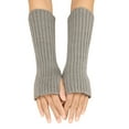 thumbnail image 1 of Clearance! Fdelink Women Autumn and Winter Solid Color Multicolor Wool Long Striped Knit Half Finger Gloves Hand Socks, 1 of 7