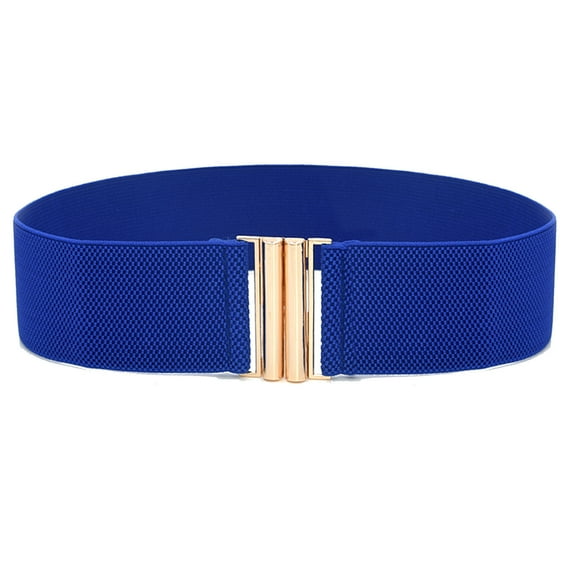 Clearance! Fdelink Women Elastic Waist Belt Metal Buckle Waistband Solid Color Wide Corset Belt Female Apparel Accessories Dresses Belts (Dark Blue)