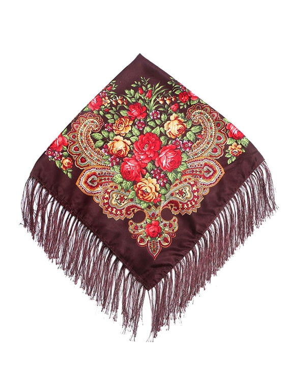 Clearance! Fdelink Women Lady Folk-Custom Print Tassel Square Scarf Wrap Shawl Travel Scarve Long Scarf