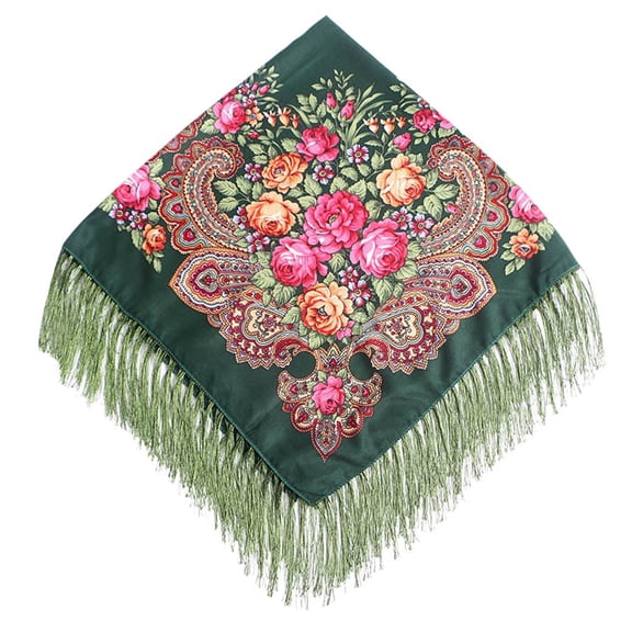 Clearance! Fdelink Women Lady Folk-Custom Print Tassel Square Scarf Wrap Shawl Travel Scarve Long Scarf