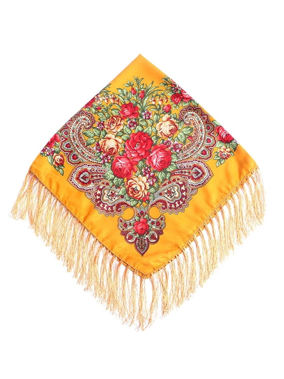 Clearance! Fdelink Women Lady Folk-Custom Print Tassel Square Scarf Wrap Shawl Travel Scarve Long Scarf