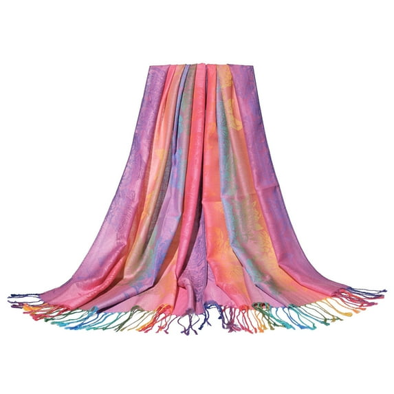 Clearance! Fdelink Womens Jacquard Cotton Scarf Colorful Ethnic Style Shawl Tassel Scarf, a Scarf (Orange)