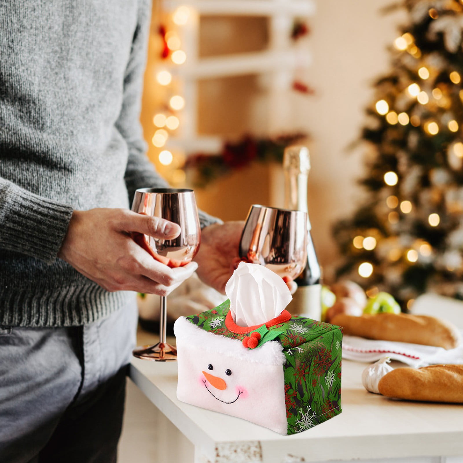 Clearance! Feinib Tissue Box Christmas Tissue Box Is Suitable for Most Facial Tissues, Other