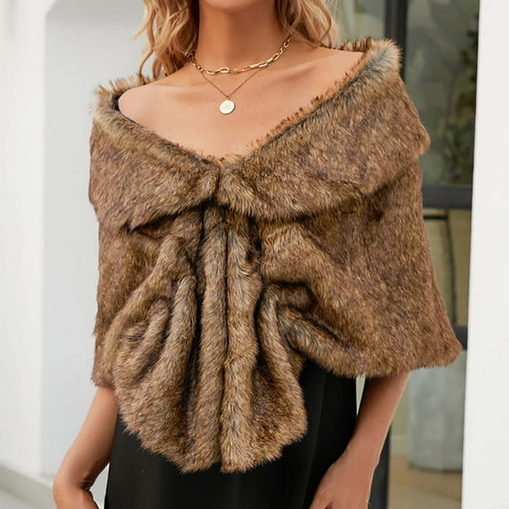 Clearance! Feledorashia Womens Scarves Elegant Faux Fur Long Shawl Wrap Winter Warm Windproof Scarf Womens Accessories Holiday Gifts