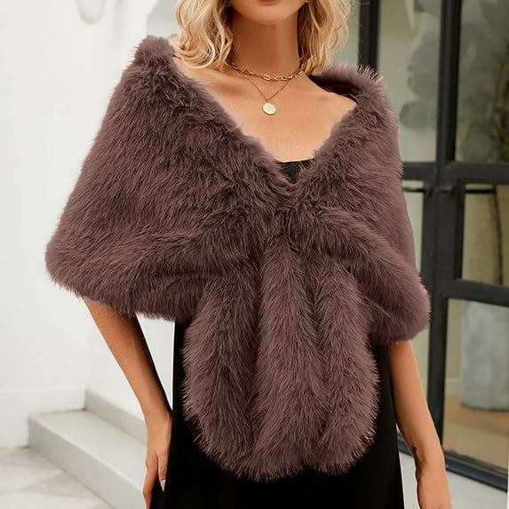 Clearance! Feledorashia Womens Scarves Elegant Faux Fur Long Shawl Wrap Winter Warm Windproof Scarf Womens Accessories Holiday Gifts