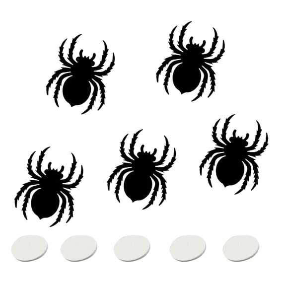 Clearance Felt Spider Decorations, 5-Pack Black Adhesive Spiders, Spooky Non-Woven Craft for Halloween Party Wall Decor