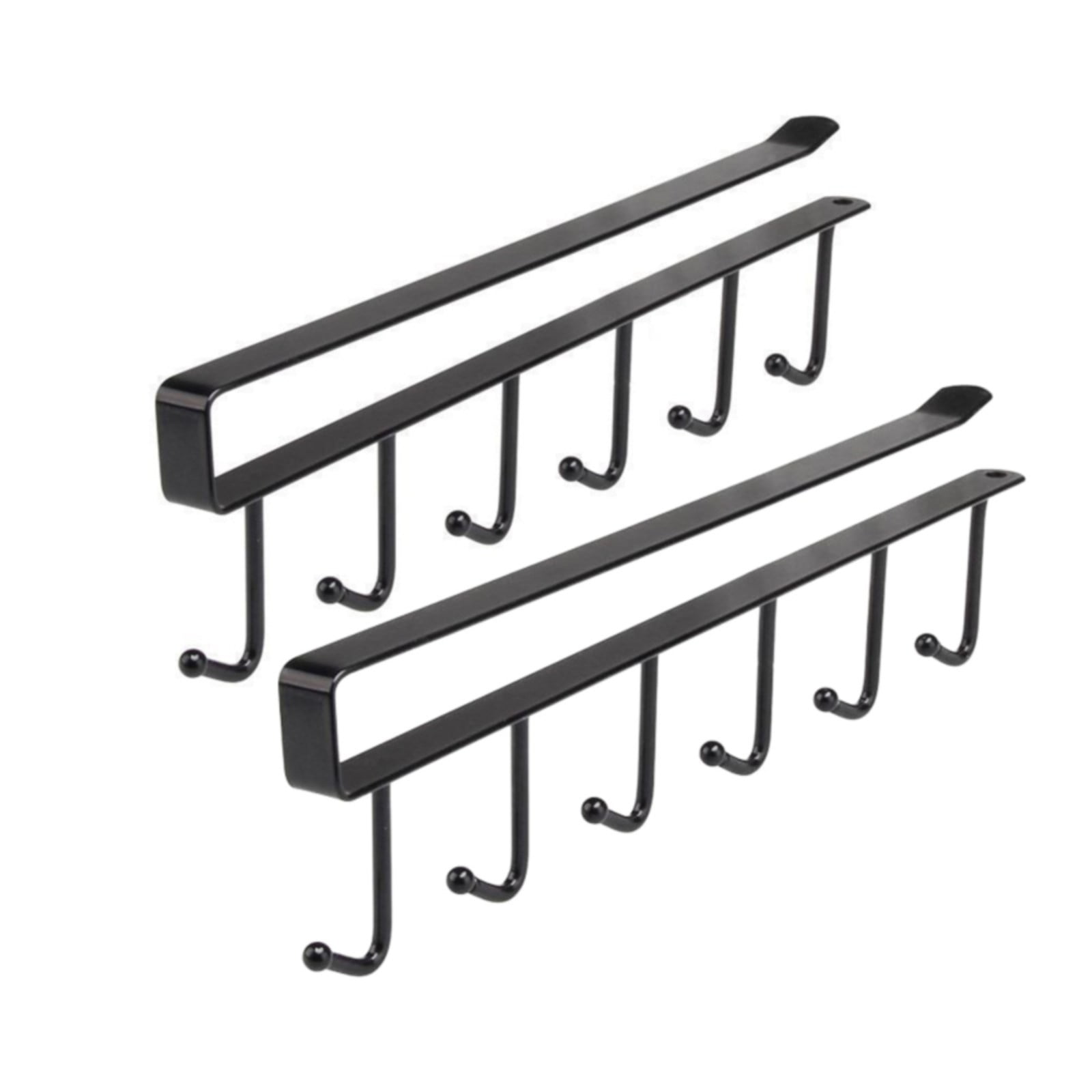 Clearance! Fenull 2Pcs Multi Hooks Under the Cabinet 6 Hook Hanging Hook Rack Kitchen Utensil Cupboard Hanger Chest Organizer Cup Holder for Coffee Bar Fit for 0.8 Inch Thickness Shelf Or Less, Hooks